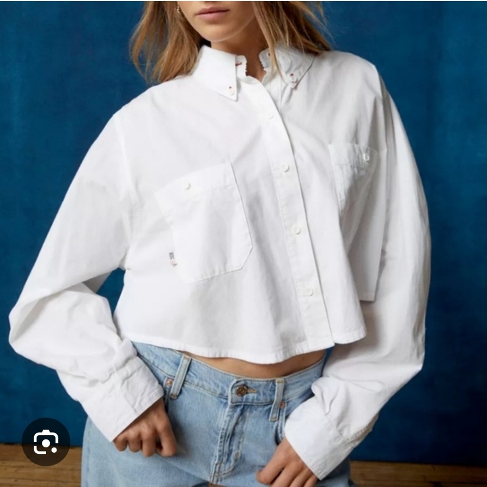 NWOT BDG Corey Cropped Button Down White M